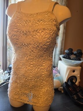 Women's Cream Crochet Cover Up